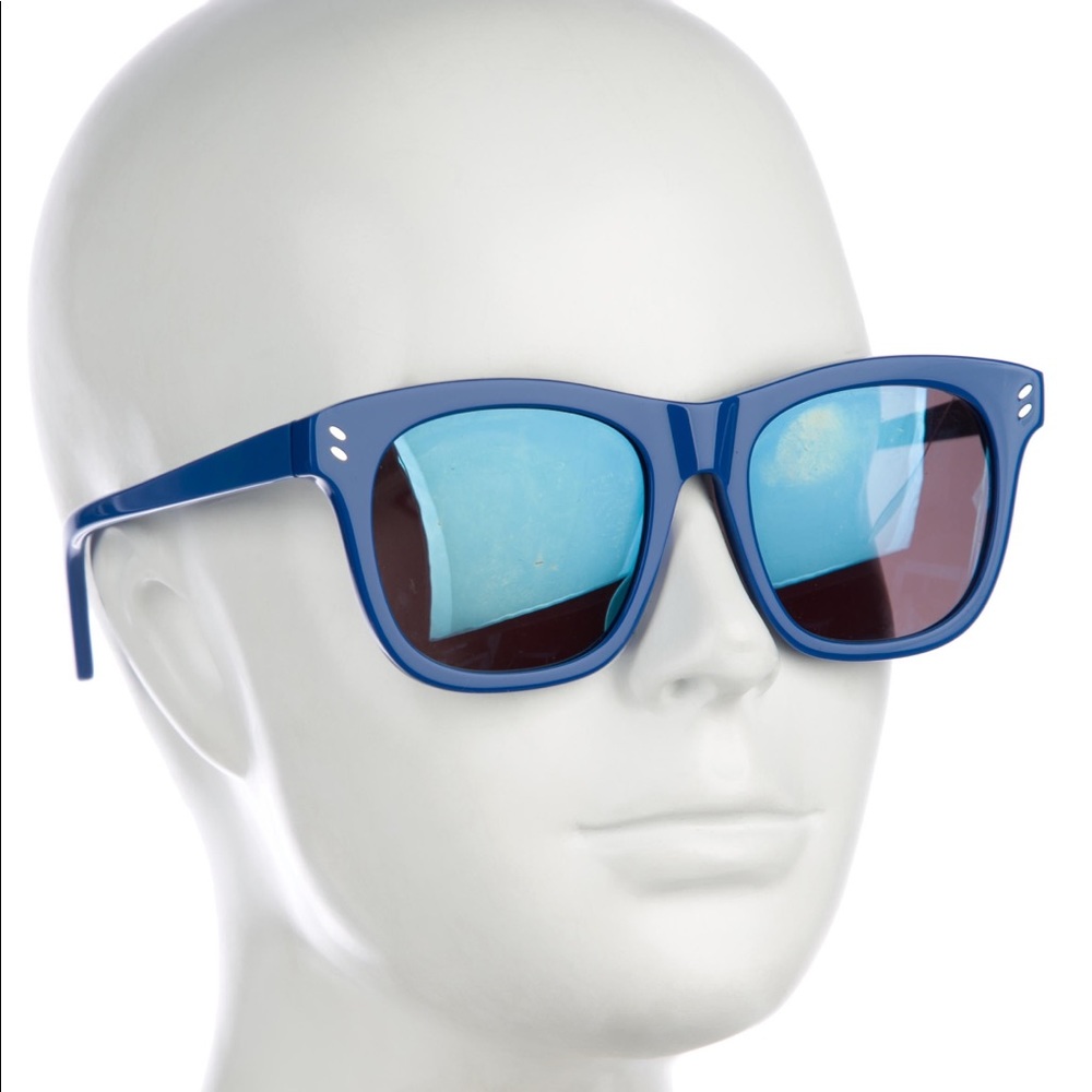 STELLA MCCARTNEY BLUE SUNNIES+SPECIAL LUXE LEATHER POUCH—USUALLY SOLD SEPARATELY